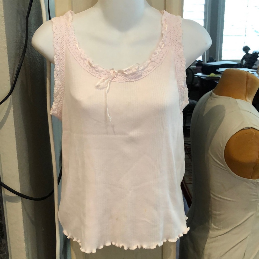 VTG Giorgio Fiorlini Lace on Lace Babydoll Top Pink Size Medium
